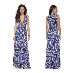 Diane Von Furstenberg Silk Wrap Maxi Dress 8 Sleeveless DVF Orchid Blue Stretch